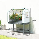 Outsunny Galvanised Raised Planter with Greenhouse Cover and Bottom Shelf