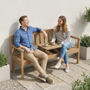Outsunny Wooden Garden Bench With Table And Hidden Shelf, Teak