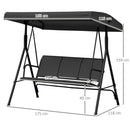 Outsunny 3 Seater Garden Swing Patio Hammock w/ Canopy for Outdoor Black