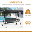 Outsunny 3 Seater Garden Swing Patio Hammock w/ Canopy for Outdoor Black