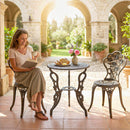 Outsunny Outdoor Bistro Set With Umbrella Hole Rose Design Metallic