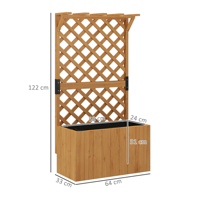 Outsunny Wooden Planter with Trellis and Drainage Holes