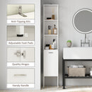 HOMCOM Tall Bathroom Cabinet with 3 Open Shelves Adjustable Shelf