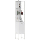 HOMCOM Tall Bathroom Cabinet with 3 Open Shelves Adjustable Shelf
