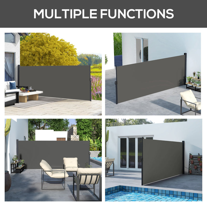 Outsunny Side Awning Retractable, Privacy Screen, 400x160cm