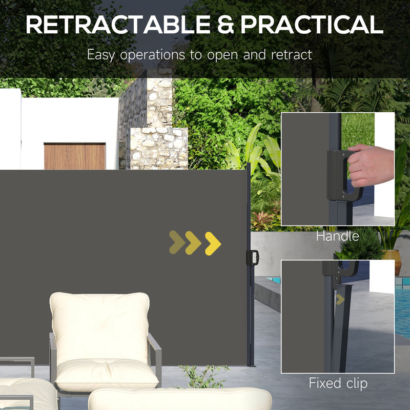 Outsunny Side Awning Retractable, Privacy Screen, 400x160cm