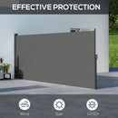 Outsunny Side Awning Retractable, Privacy Screen, 400x160cm