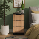 Alaska Ready Assembled 3 Drawer Bedside Cabinet in Slat Effect & Black