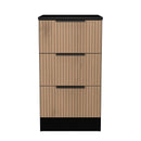 Alaska Ready Assembled 3 Drawer Bedside Cabinet in Slat Effect & Black