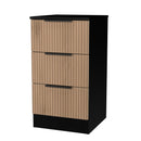 Alaska Ready Assembled 3 Drawer Bedside Cabinet in Slat Effect & Black