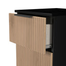 Alaska Ready Assembled 3 Drawer Bedside Cabinet in Slat Effect & Black