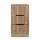 Alaska Ready Assembled 3 Drawer Bedside Cabinet in Slat Effect & Nebraska Oak