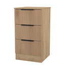 Alaska Ready Assembled 3 Drawer Bedside Cabinet in Slat Effect & Nebraska Oak