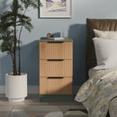 Alaska Ready Assembled 3 Drawer Bedside Cabinet in Slat Effect & Reed Green