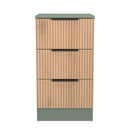 Alaska Ready Assembled 3 Drawer Bedside Cabinet in Slat Effect & Reed Green