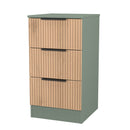 Alaska Ready Assembled 3 Drawer Bedside Cabinet in Slat Effect & Reed Green