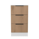Java 3 Drawer Bedside in Slatted Effect / White - Ready Assembled
