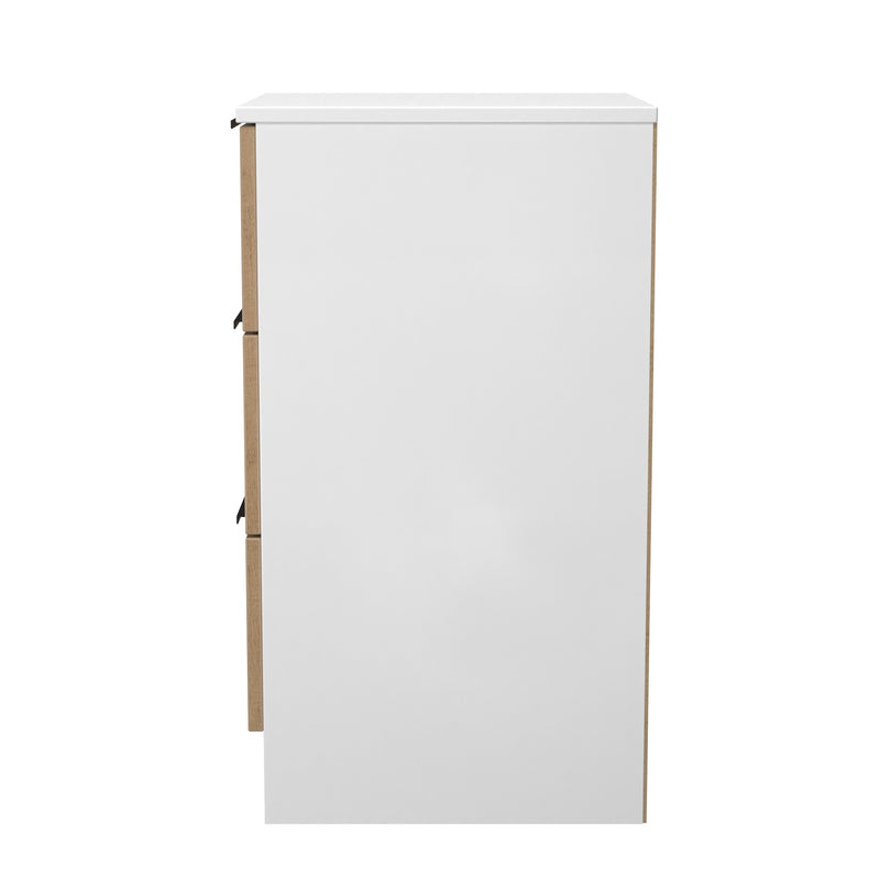 Java 3 Drawer Bedside in Slatted Effect / White - Ready Assembled