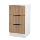 Java 3 Drawer Bedside in Slatted Effect / White - Ready Assembled