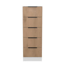 Java 5 Drawer Bedside in Slatted Effect / White - Ready Assembled