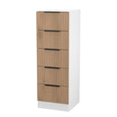 Java 5 Drawer Bedside in Slatted Effect / White - Ready Assembled