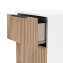 Java 5 Drawer Bedside in Slatted Effect / White - Ready Assembled