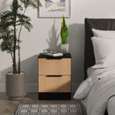 Alaska Ready Assembled 2 Drawer Bedside Cabinet in Slat Effect & Black