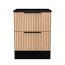 Alaska Ready Assembled 2 Drawer Bedside Cabinet in Slat Effect & Black