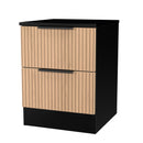 Alaska Ready Assembled 2 Drawer Bedside Cabinet in Slat Effect & Black