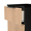 Alaska Ready Assembled 2 Drawer Bedside Cabinet in Slat Effect & Black