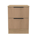 Alaska Ready Assembled 2 Drawer Bedside Cabinet in Slat Effect & Nebraska Oak