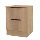 Alaska Ready Assembled 2 Drawer Bedside Cabinet in Slat Effect & Nebraska Oak