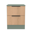 Alaska Ready Assembled 2 Drawer Bedside Cabinet in Slat Effect & Reed Green