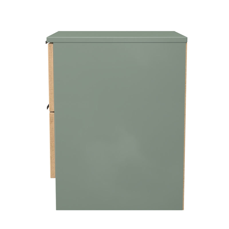 Alaska Ready Assembled 2 Drawer Bedside Cabinet in Slat Effect & Reed Green
