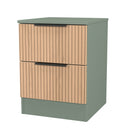 Alaska Ready Assembled 2 Drawer Bedside Cabinet in Slat Effect & Reed Green