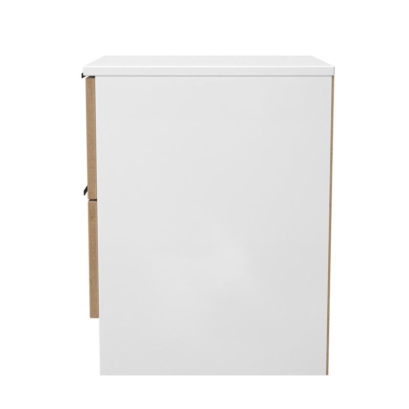 Java 2 Drawer Bedside in Slatted Effect / White - Ready Assembled