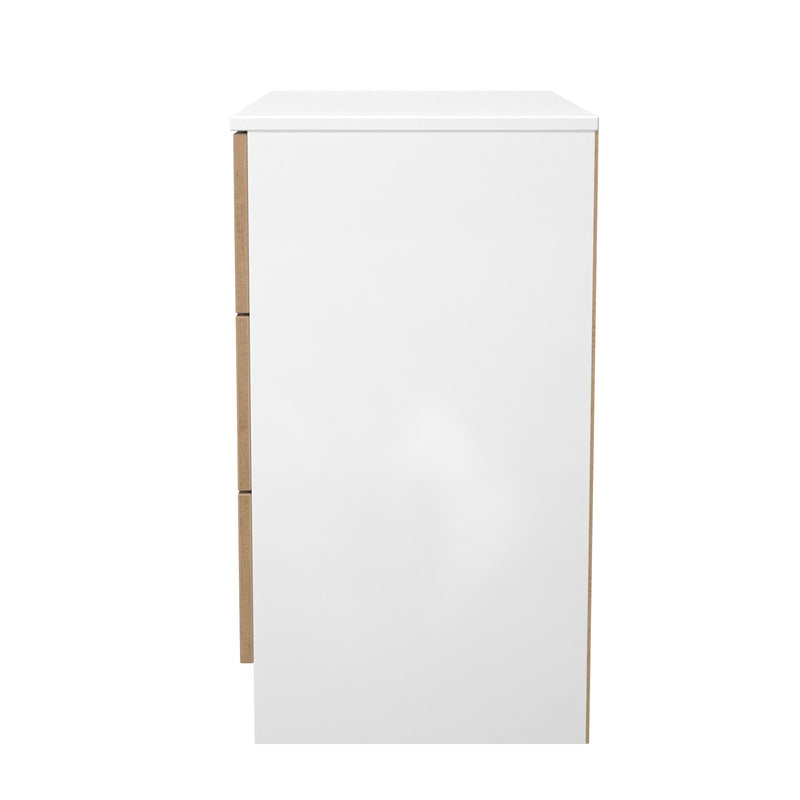 Java 3 Drawer Chest in Slatted Effect / White - Ready Assembled