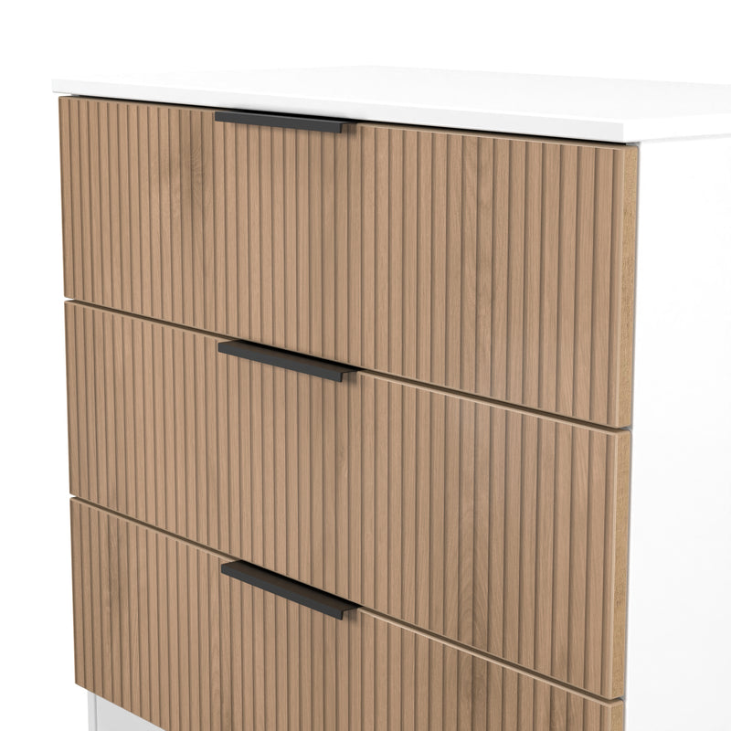 Java 3 Drawer Chest in Slatted Effect / White - Ready Assembled