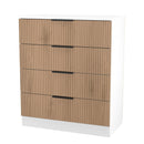 Java 4 Drawer Chest in Slatted Effect / White - Ready Assembled