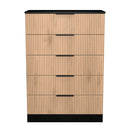 Alaska Ready Assembled 5 Drawer Chest in Slat Effect & Black
