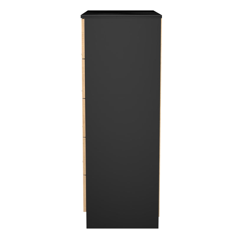 Alaska Ready Assembled 5 Drawer Chest in Slat Effect & Black