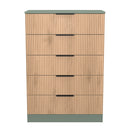 Alaska Ready Assembled 5 Drawer Chest in Slat Effect & Reed Green