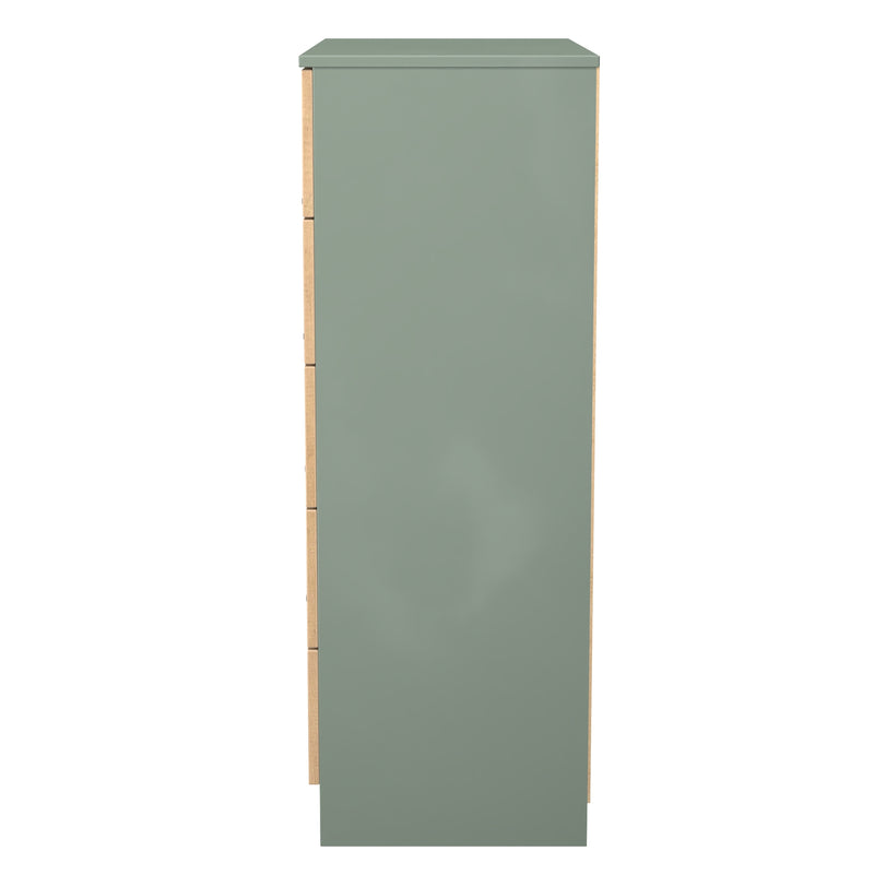 Alaska Ready Assembled 5 Drawer Chest in Slat Effect & Reed Green