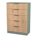 Alaska Ready Assembled 5 Drawer Chest in Slat Effect & Reed Green