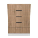 Java 5 Drawer Chest in Slatted Effect / White - Ready Assembled