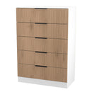 Java 5 Drawer Chest in Slatted Effect / White - Ready Assembled