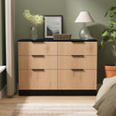 Alaska Ready Assembled 6 Drawer Wide Chest in Slat Effect & Black
