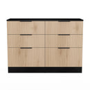Alaska Ready Assembled 6 Drawer Wide Chest in Slat Effect & Black