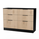 Alaska Ready Assembled 6 Drawer Wide Chest in Slat Effect & Black