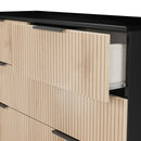 Alaska Ready Assembled 6 Drawer Wide Chest in Slat Effect & Black